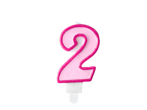 Dzimšanas dienas svece Nr.2, rozā, 7cm