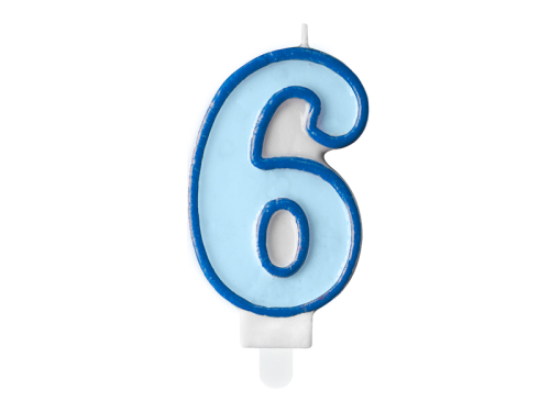 Birthday candle Number 6, blue, 7cm