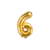 Folija balona numurs &quot;6&quot;, 35 cm, zelts