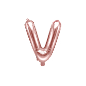 Folija balona burts &quot;V&quot;, 35 cm, rozā zelts