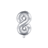 Воздушный шар фольгированный номер &quot;8&quot;, 35см, серебро