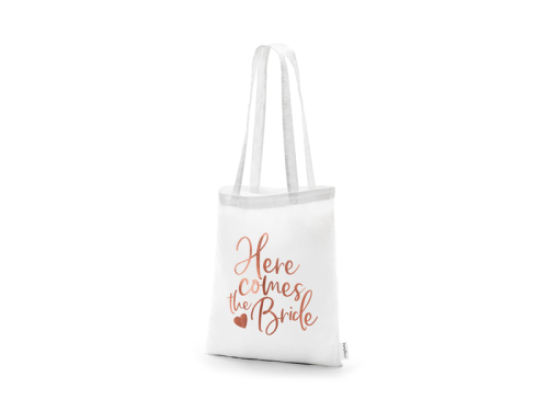 Tote soma - Šeit nāk līgava, balta, 39x42cm Tote soma - Šeit nāk līgava, balta, 39x42cm