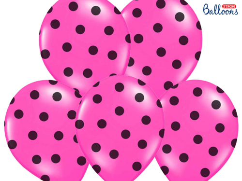 Воздушные шары 30см, в горошек, пастельные ярко-розовые (1 шт. / 50 шт.)