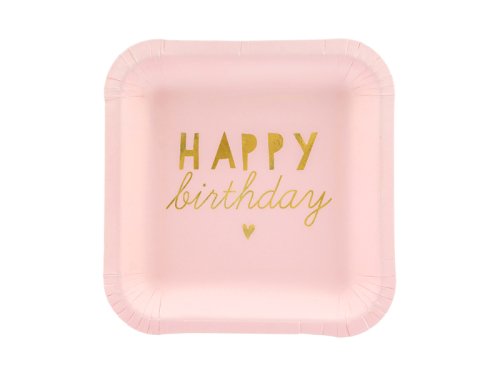 Тарелка Happy Birthday, светло-розовая, 14х14 см. (1 шт. / 6 шт.) Тарелка Happy Birthday, светло-розовая, 14х14 см. (1 шт. / 6 шт.)