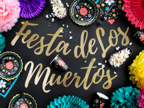 Reklāmkarogs Dia de Los Muertos - Fiesta de Los Muertos, zelts, 22x160cm