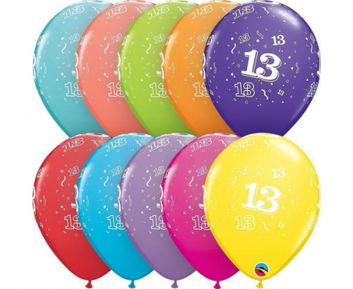 Apdrukāts lateksa balons Number 13 (30 cm)