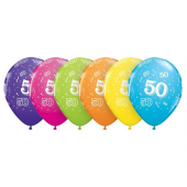 Apdrukāts lateksa balons "50"   (30 cm)