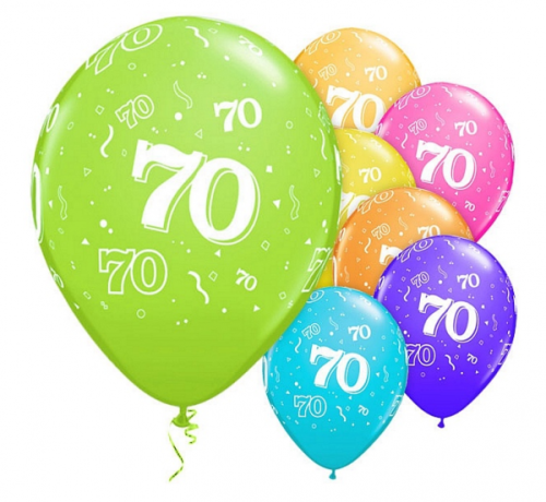 Apdrukāts lateksa balons "70"   (30 cm)