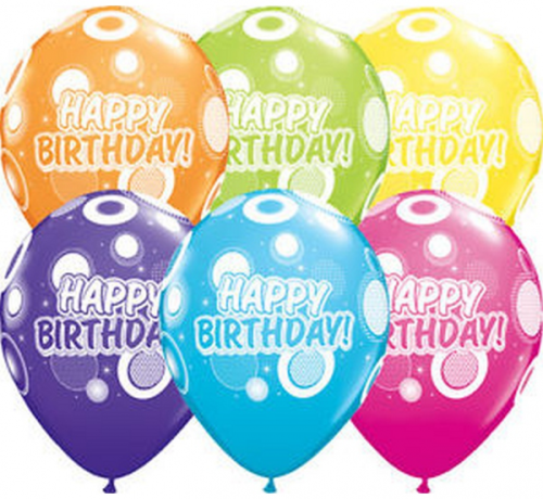 Apdrukāts lateksa balons "Happy Birthday"   (30 cm)