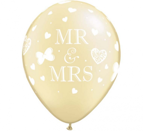 Apdrukāts lateksa balons MR. & MRS (30 cm)