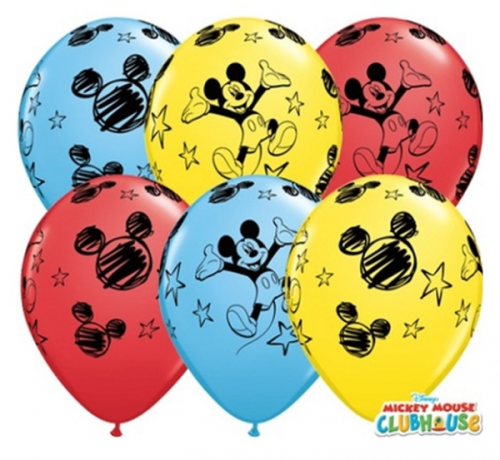 Apdrukāts lateksa balons Mickey, pastel mix ST (30 cm)