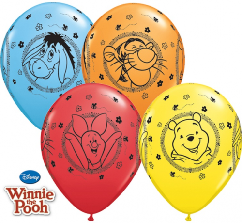 Apdrukāts lateksa balons "Winnie The Pooh Charaters"  (30 cm)