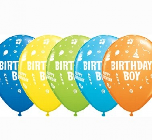 Apdrukāts lateksa balons Birthday Boy (30 cm)