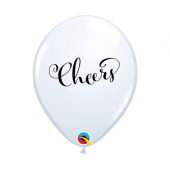 Apdrukāts lateksa balons Cheers, white (30 cm)