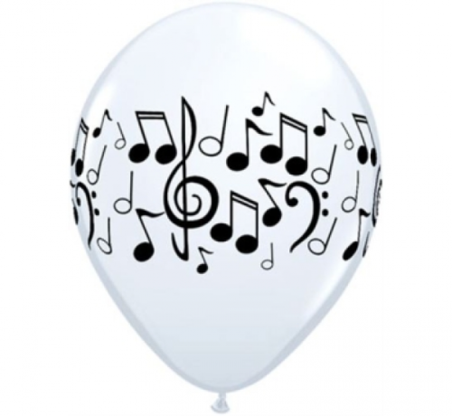Apdrukāts lateksa balons  Music printing, pastel white (30 cm)
