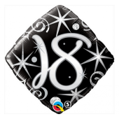 45 cm Folija balons Number 18, black serpentines i stars"