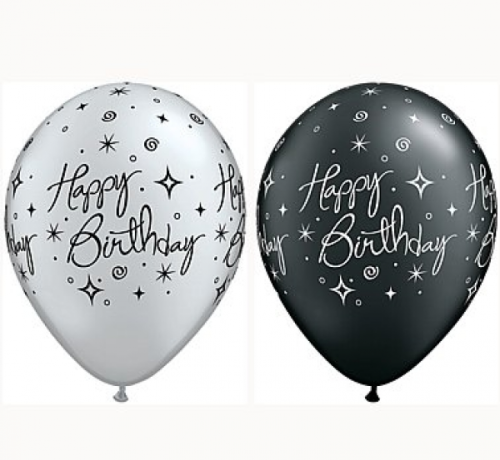 Apdrukāts lateksa balons"with overprint " Happy Birthday " (30 cm)