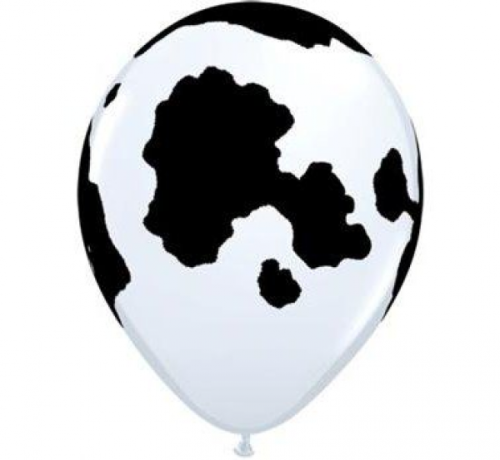 Apdrukāts lateksa balons"with overprint " Cow patch ", pastel white (30 см)