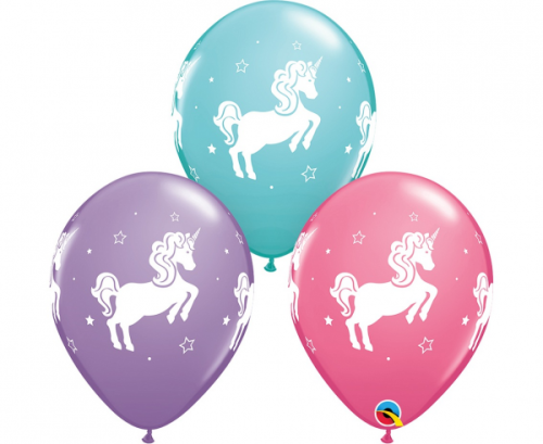 Apdrukāts lateksa balons Whimsical Unicorn (30 cm)