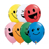 Apdrukāts lateksa balons Smiling Faces. (30 cm)