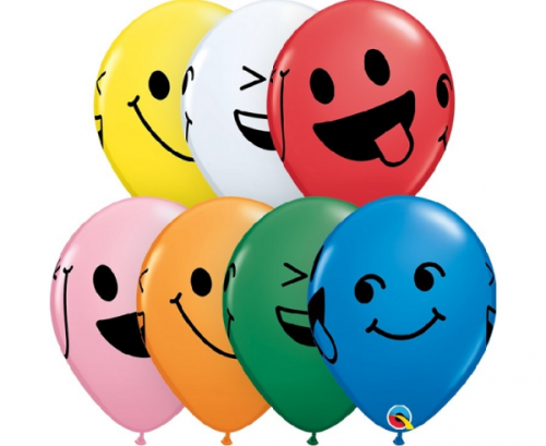 Apdrukāts lateksa balons Smiling Faces. (30 cm)