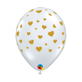 Apdrukāts lateksa balons Gold hearts (30 cm)