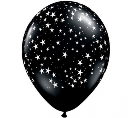 Apdrukāts lateksa balons Stars, pastel-black (30 cm)