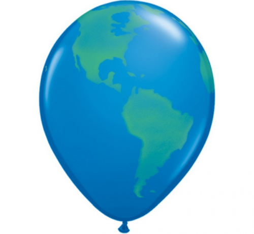 Apdrukāts lateksa balons  Earth printing, pastel dark blue (30 cm)