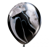 Apdrukāts lateksa balons, pastel agate black-white (30 см)