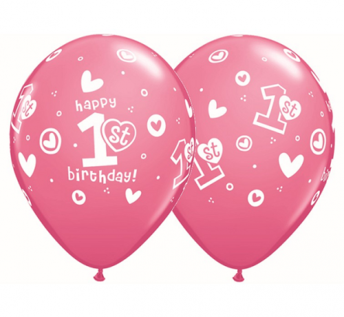 Apdrukāts lateksa balons " 1st Happy Birthday " (30 cm)