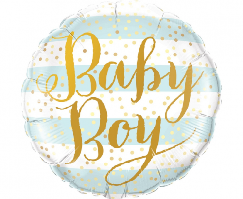 Воздушный шар из фольги 45 см Baby Boy, blue stripes