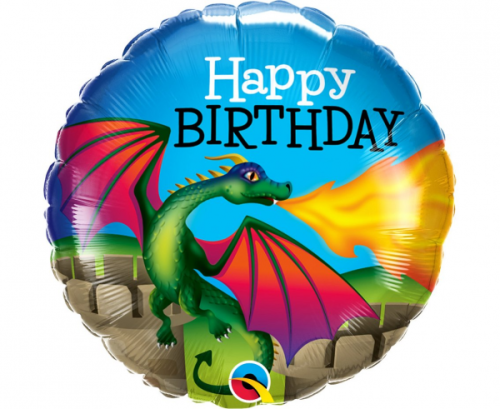 Воздушный шар из фольги 45 см Happy Birthday, dragon