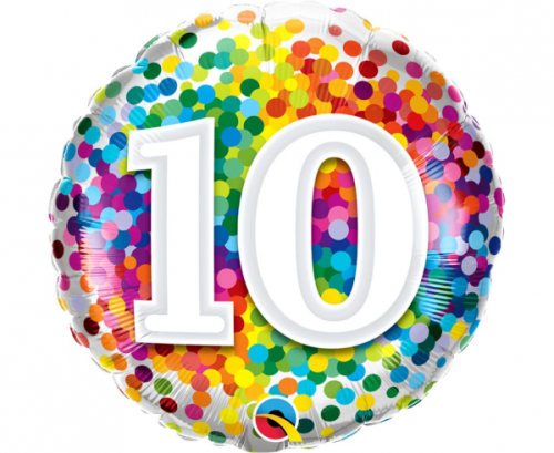 Воздушный шар из фольги 45 см Rainbow confetti 10