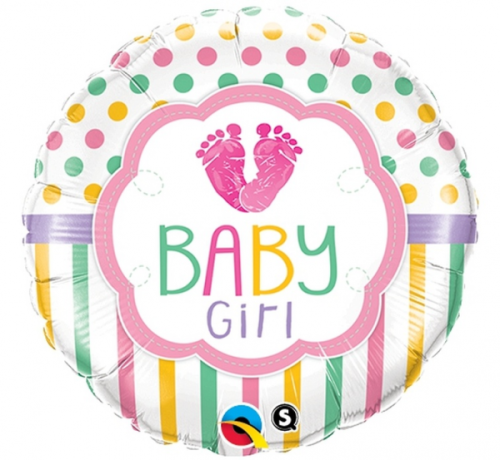 Воздушный шар из фольги 45 см CIR "Baby Girl Lo(FEET)e"