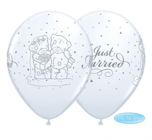 Apdrukāts lateksa balons "Me To You Tatty Teddy Just Married" (30 cm)