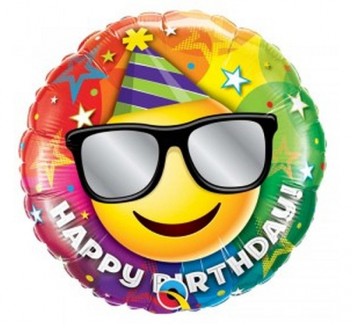 45 cm Folija balons - "Happy Birthday Smiley"