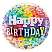 45 cm Folija balons CIR - "Happy Birthday Rainbow Confetti"