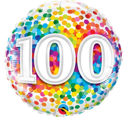 Воздушный шар из фольги 45 см CIR "100" Confetti