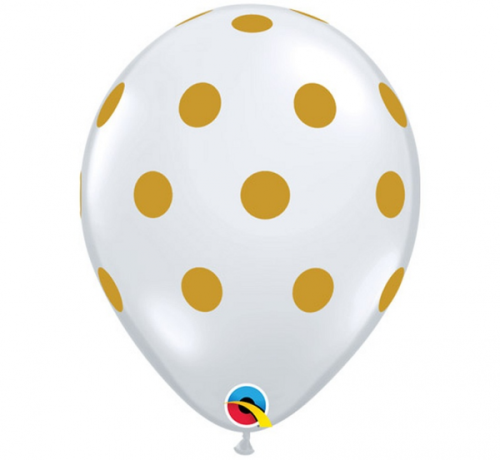 Apdrukāts lateksa balons Big dots, gold (30 cm) Apdrukāts lateksa balons Big dots, gold (30 cm)