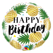 Воздушный шар из фольги 45 см - "Birthday Golden Pineapples"