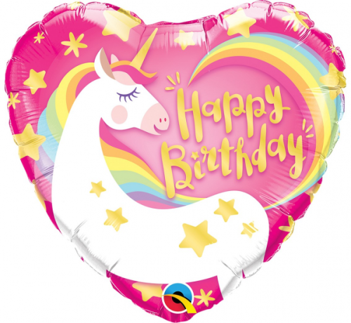 Воздушный шар из фольги 45 смQL HRT "Birthday Magical Unicorn"