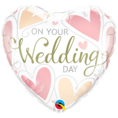 45 cm Folija balons HRT "ON YOUR WEDDING DAY HEARTS"