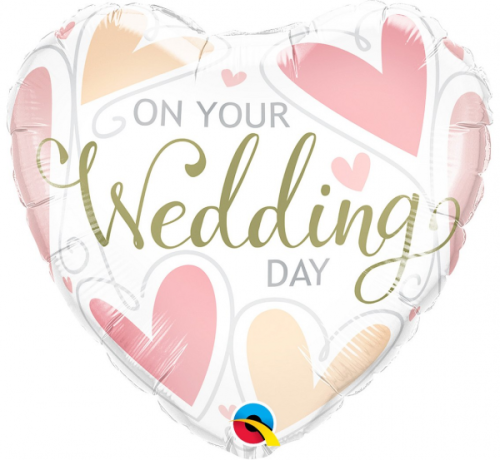 Воздушный шар из фольги 45 см HRT "ON YOUR WEDDING DAY HEARTS"