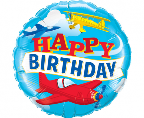 Воздушный шар из фольги 45 см "Happy Birthday - Planes"