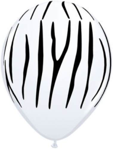 Apdrukāts lateksa balons  Zebra - stripes, pastel white (30 cm)