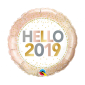 Воздушный шар из фольги 45 см - Hello 2019