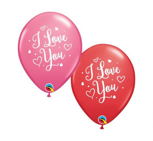 Apdrukāts lateksa balons and Love You (30 cm)