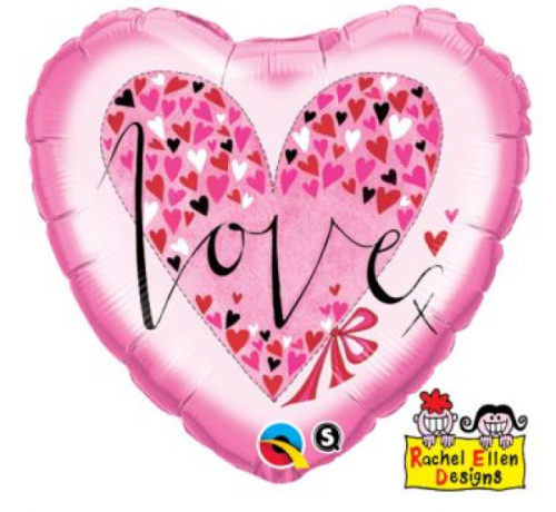Воздушный шар из фольги 45 см HRT "Love (with hearts)"