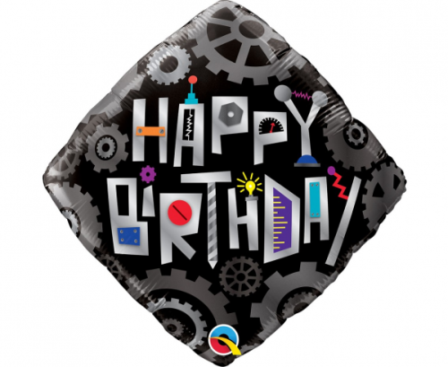Воздушный шар из фольги 45 см SHP Birthday Robot Cogwheels