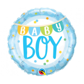 Воздушный шар из фольги 45 см - Baby Boy Banner & Dots